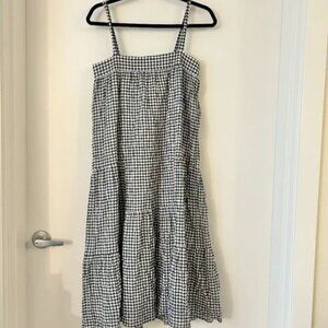 Jenni Kayne Square Neck Gingham Tiered Summer Midi Dress Size S